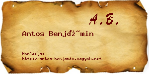 Antos Benjámin névjegykártya