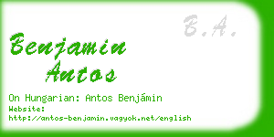benjamin antos business card